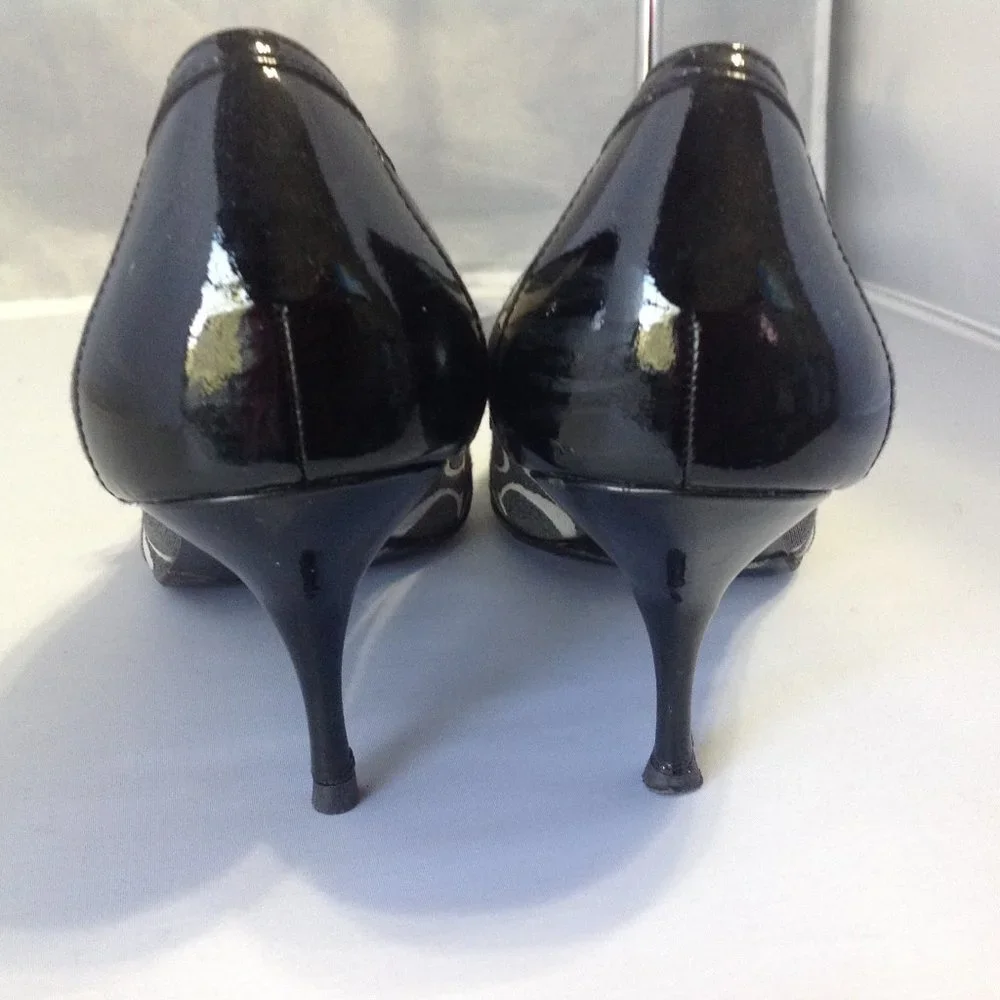 Coach Open Toe Signature canvas/ Leather Pumps